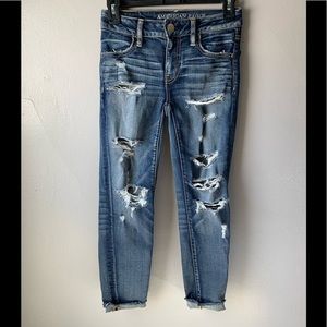 American Eagle Outfitters Distressed Cropped Jegging Jeans Size O